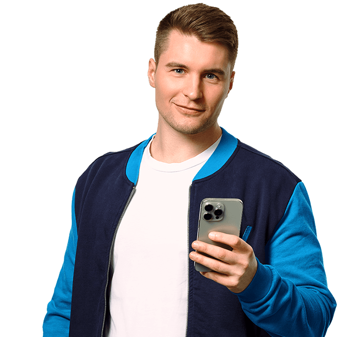 Mann mit Handy in der Hand